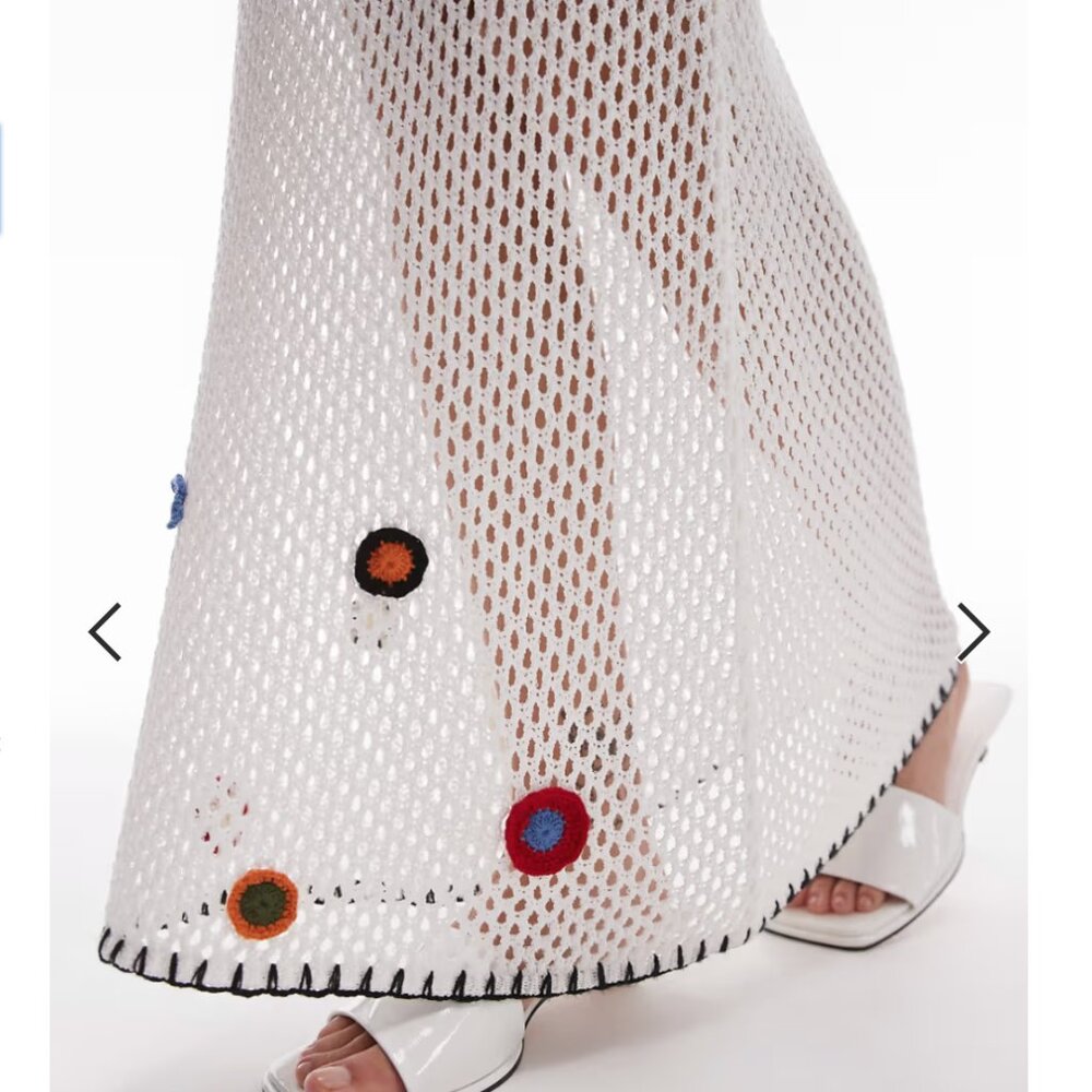 NWT Topshop flower knit maxi skirt in cream, size S